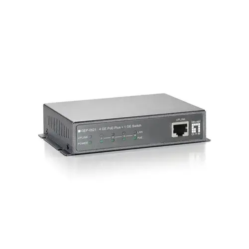 Switch Level One GEP-0521, 4 Porturi Gigabit, PoE (Gri)