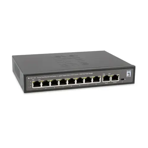 Switch LevelOne FGP-1031, Fast Ethernet, 10 Porturi, PoE (Negru)