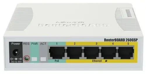 Switch MikroTik RB260GSP, Gigabit, 5 Porturi, 1 x SFP, PoE