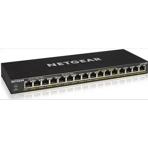 Switch, Netgear, Cu 16 porturi (GS316PP-100EUS), Negru