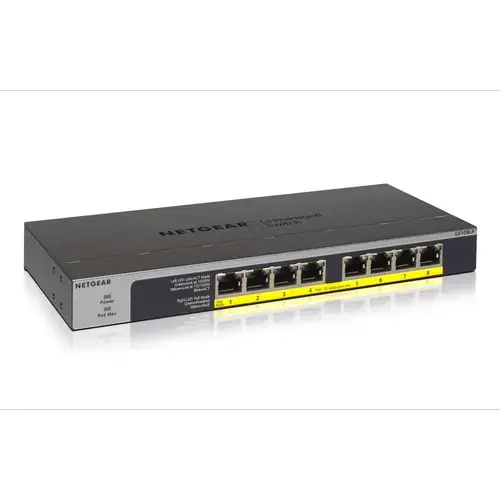 Switch Netgear GS108LP, 8 Porturi Gigabit, PoE+
