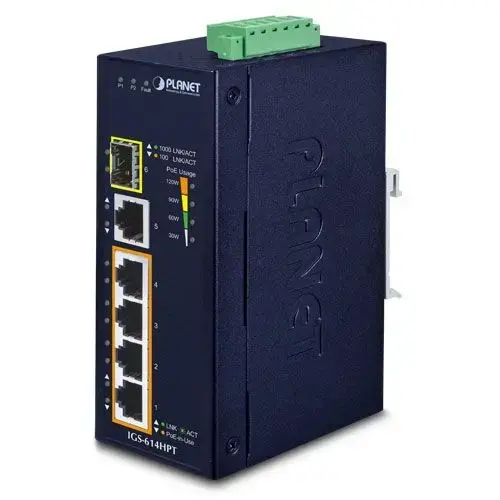 Switch Planet IGS-624HPT, 4 porturi, PoE, Albastru