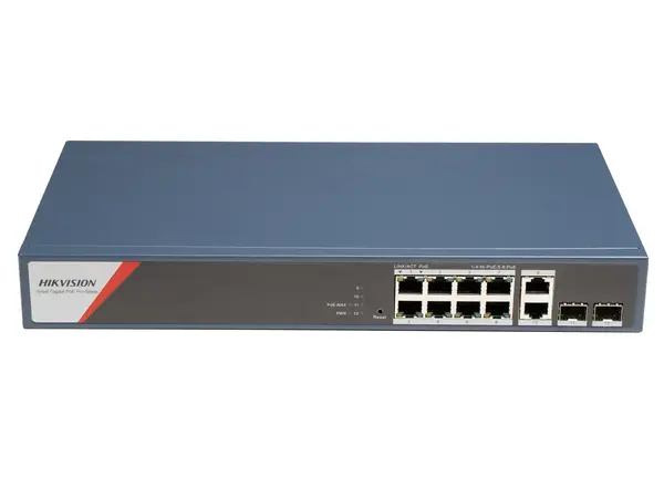 Switch PoE 8 porturi Gigabit Hikvison DS-3E1512HP-SI-8P2T2F, cu management, 2x GB RJ45, 2x GB SFP, putere PoE 130W, Watchdog