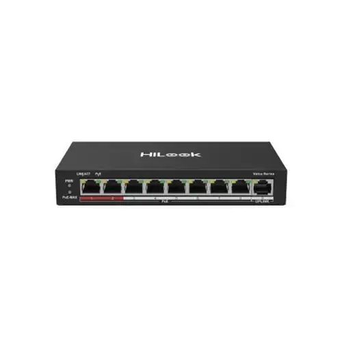 Switch PoE cu 8 porturi HikVision HiLook NS-0109P-60(B), 10/100 Mbps, 1.8 Gbps, 1.339 Mpps, MAC 2K, fara management