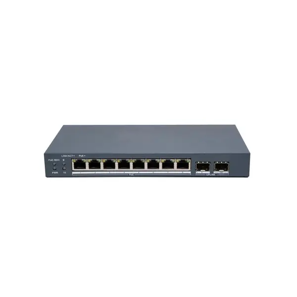 Switch PoE Gigabit Hikvision DS-3E1510P-EI/M-8P2F, 8 porturi PoE, 2 porturi SFP, 80W, 20 Gbps, cu management