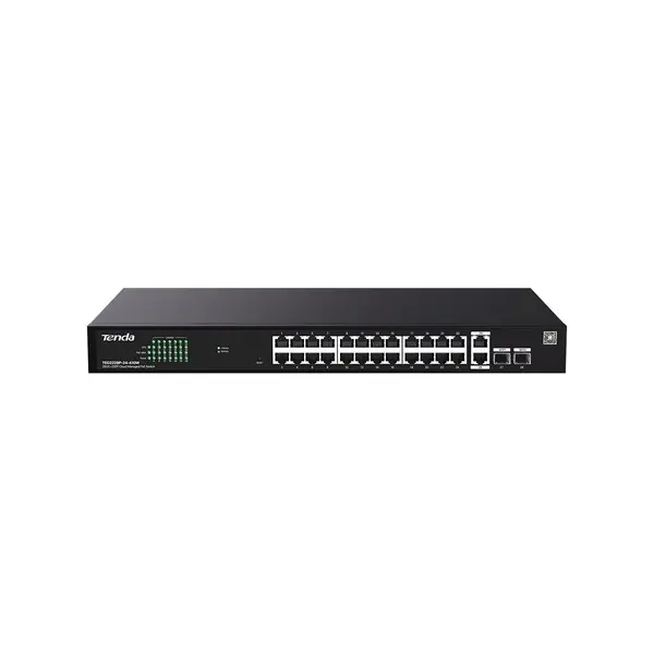 Switch PoE rackabil IP-COM G2228P-24-410W, 24 porturi PoE+, 2 RJ45, 2 SFP, buget 370 W, 56 Gbps, management in cloud