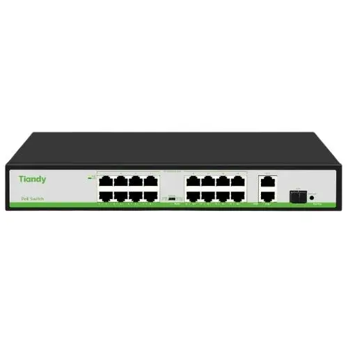 Switch PoE Tiandy, 16 porturi PoE, 180W, VLAN/Extend, AI Mode, TC-P3S019-H1621AT180
