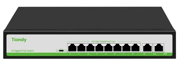 Switch PoE Tiandy, 8 porturi Gigabit PoE , 110W, 20Gbps, 802.3af/at, VLAN/Extend, montaj desktop, TC-P3S010-G0820AT110