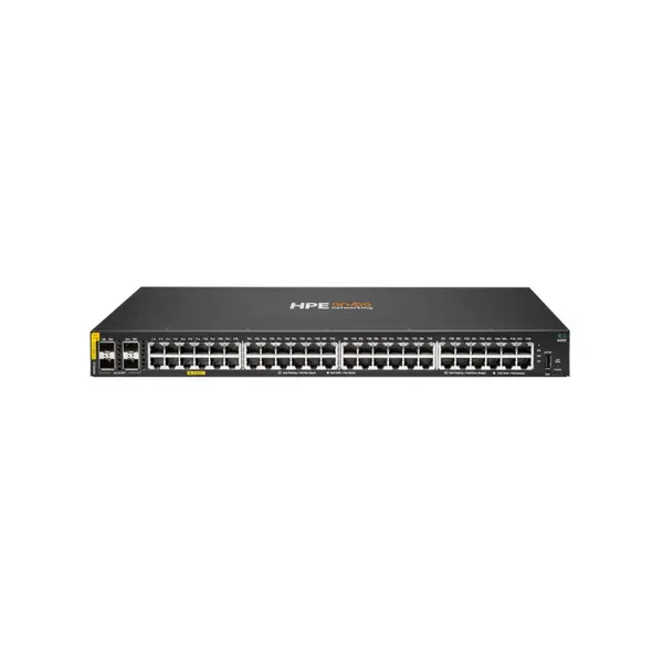 Switch rackabil PoE cu 48 de porturi HPE Aruba Networking CX 6000 R8N85A, 4 porturi SFP, 104 Gbps, 77.3 Mbps, buget 370W, 1U, L2, cu management
