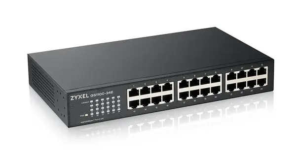 Switch retea Zyxel GS1100-24E-EU0104F, 24 porturi Gigabit, fara management Plus, VLAN, 48Gbps, protectie conexiune bucla