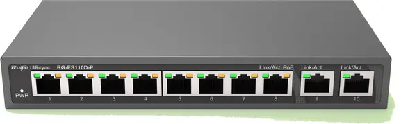 Switch Ruijie - RG-ES110D-P, 10 porturi, negru