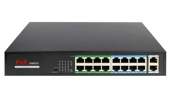 Switch SW1816POE-160-E, 16 porturi RJ45+2 RJ45 Uplink, 160W, POE