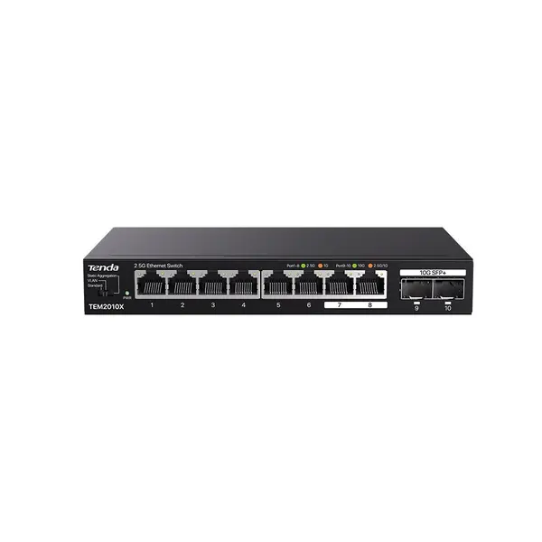 Switch Tenda TEM2010X, 8 porturi RJ45, 2x SFP, 80 Gbps, 59.5 Mpps, fara management