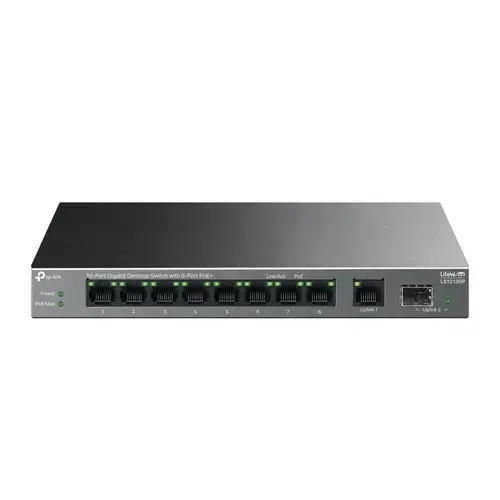 Switch TP-LINK LS1210GP, 10x1000Mbps (8xPOE+), carcasa metalica, desktop, Negru