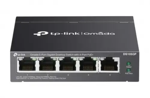Switch TP-Link Omada DS105GP, 4 porturi, Gigabit, PoE+