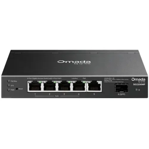 Switch TP-Link Omada SG2206MP, 5 porturi (4 PoE)