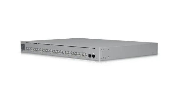 Switch Ubiquiti UniFi, 24 porturi Gigabit, 2x10G SFP+, 400W PoE, Layer 3, ecran 1.3 inch, montabil rack 1U, USW-PRO-MAX-24-POE