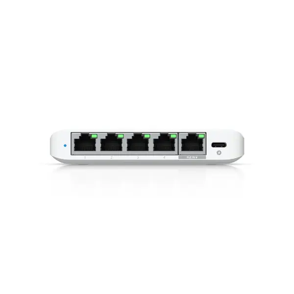 Switch Ubiquiti USW-Flex-2.5G-5, 5 porturi, USB-C, Layer 2, 25 Gbps, UniFi, PoE cu management