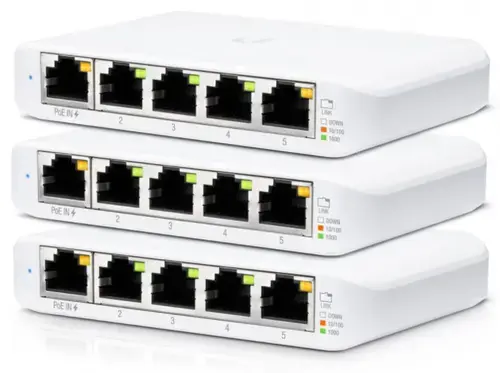 Switch Ubiquiti USW-FLEX-MINI-3, 5 porturi, 3 bucati (Alb)