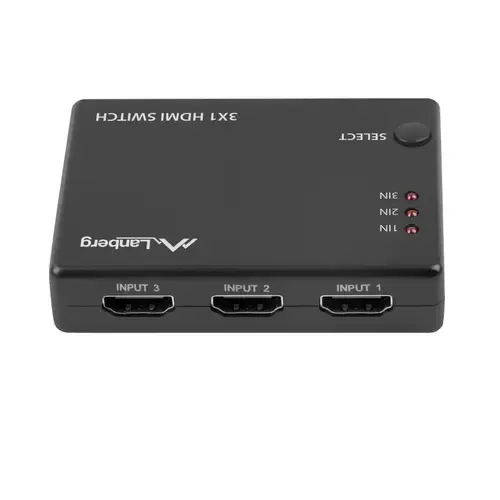 Switch video Lanberg 42433, HDMI, 3D, alimentare microUSB, 5V, 1A, Negru