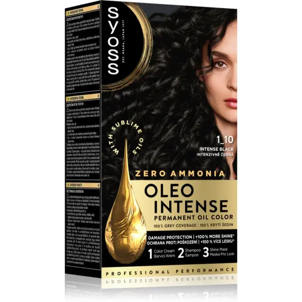 Syoss Oleo Intense Culoare permanenta pentru par cu ulei culoare 1-10 Intense Black 1 buc
