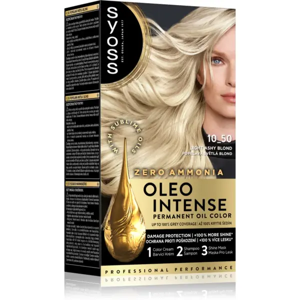 Syoss Oleo Intense Culoare permanenta pentru par cu ulei culoare 10-50 Light Ashy Blond 1 buc