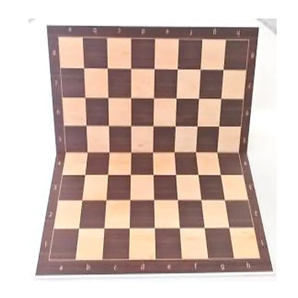 Tabla de sah din carton pliabila turneu 48A 48 cm , decor lemn palisandru