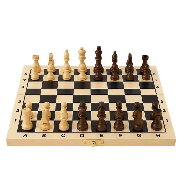 Tabla de Sah Pliabila 35x17cm din Lemn - Set Complet cu Piese, Portabila si Eleganta