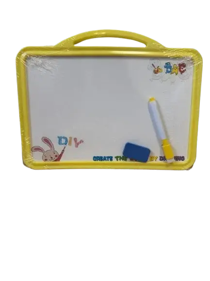 Tabla de scris cu 2 fete,burete si marker inclus,plastic,diverse culori, 30x22 cm