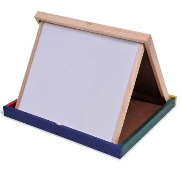 Tabla educativa cu 2 fete pentru copii si cadru lemn, Pliabila,40x40 cm