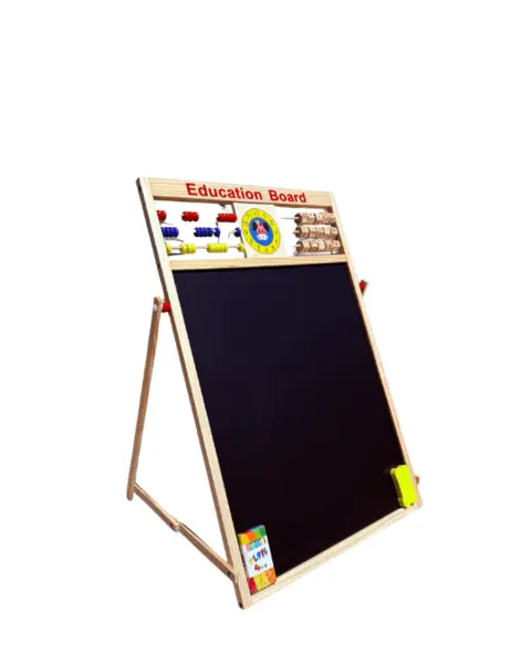 Tabla educativa multifunctionala din lemn 3-in-1, magnetica marker creta 2 dimensiuni 50 X 40 Cm