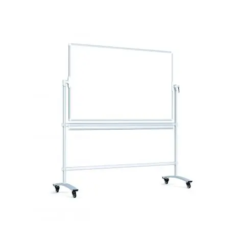 Tabla scolara mobila cu 2 fete, alb-verde, magnetica, pentru markere si creta, 120 x 90 cm