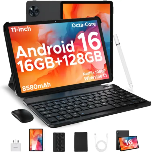 Tableta Doogee U11, VIP, Negru, 11 HD IPS 90Hz, 16GB RAM (4GB + 12GB extensibili), 128GB ROM, 13MP + 5MP, Android 16, Unisoc T606, 8580mAh, 10W, Deblocare faciala, Wi-Fi 5