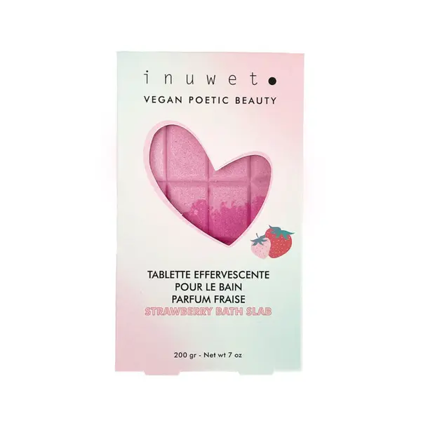 Tableta efervescenta pentru baie in forma de ciocolata cu parfum de capsuni, 200g, Inuwet