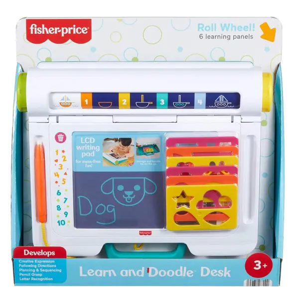 Tableta LCD pentru scris si desenat, Fisher Price, Learn & Doodle Desk, JDL70
