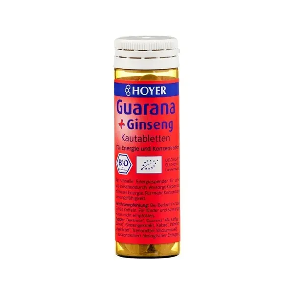 Tablete Masticabile Guarana si Ginseng BIO, 30 g, Hoye