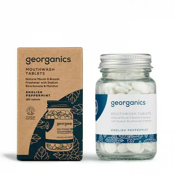 Tablete pentru igiena orala ENGLISH PEPPERMINT (apa de gura), 180buc, Georganics