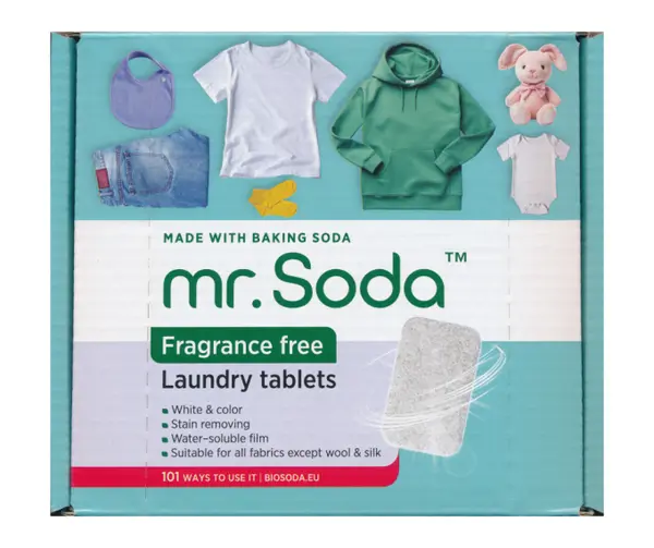 Tablete pentru masina de spalat rufe cu bicarbonat de sodiu 30 bucati x 25g Mr.Soda