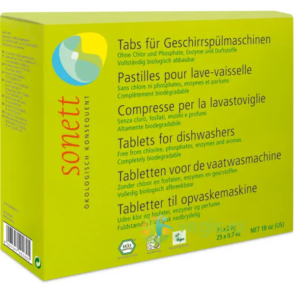 Tablete pentru Masina de Spalat Vase Bio 500g (25x20g)