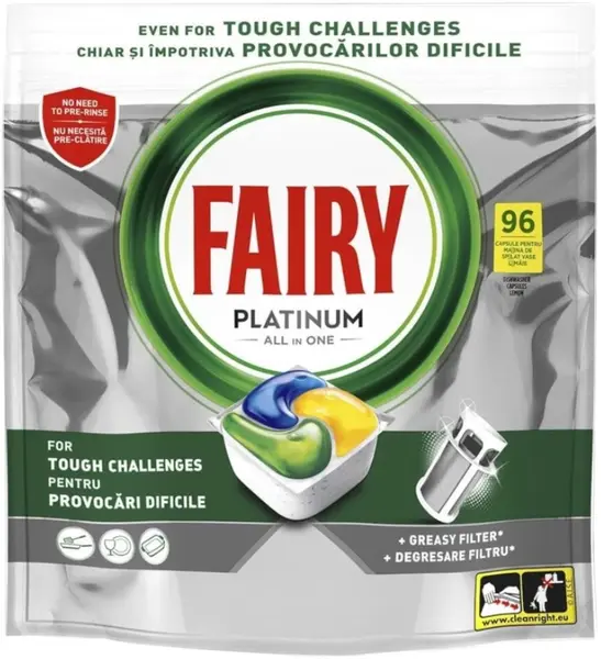 Tablete pentru mașina de spălat vase Fairy - Platinum, Lemon, 66+30 buc.