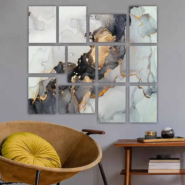 Tablou, 12 bucati 12MDF42YS Multicolor 20x15x3 cm
