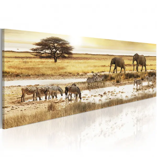 Tablou - Africa: at the waterhole 120x40 cm
