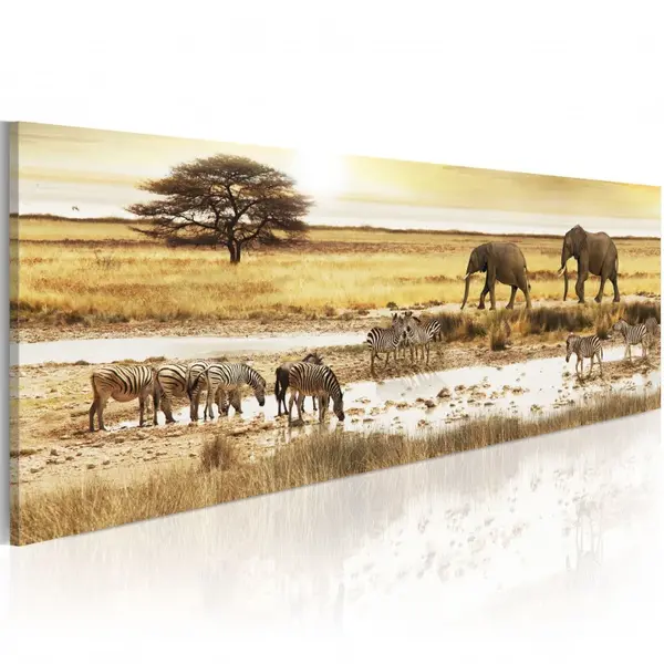 Tablou - Africa: at the waterhole 135x45 cm
