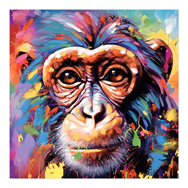 Tablou canvas Maimuta Bano, Multicolor, 80x80 cm