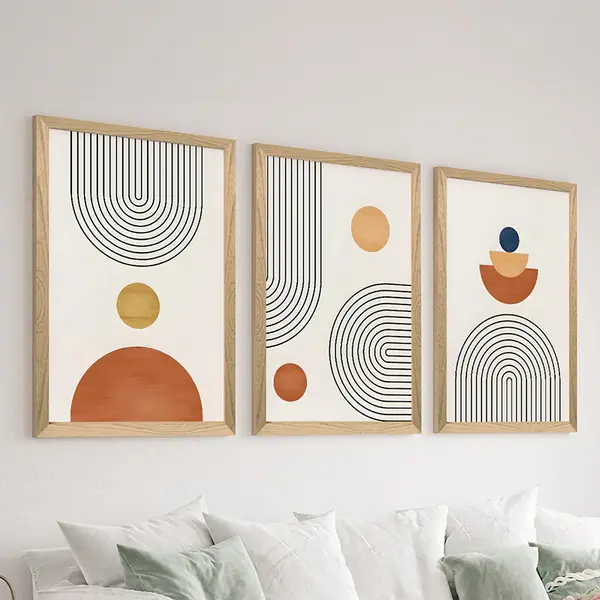Tablou de canvas Wall art în frame Symmetry triptyque cu digital print, Multicolor, 33x48 cm