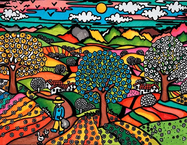 Tablou de colorat ColorVelvet - Primăvară, 47 x 35 cm