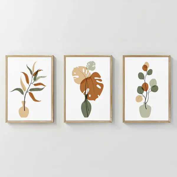 Tablou decorativ triptic Aural, Multicolor, 33x48 cm