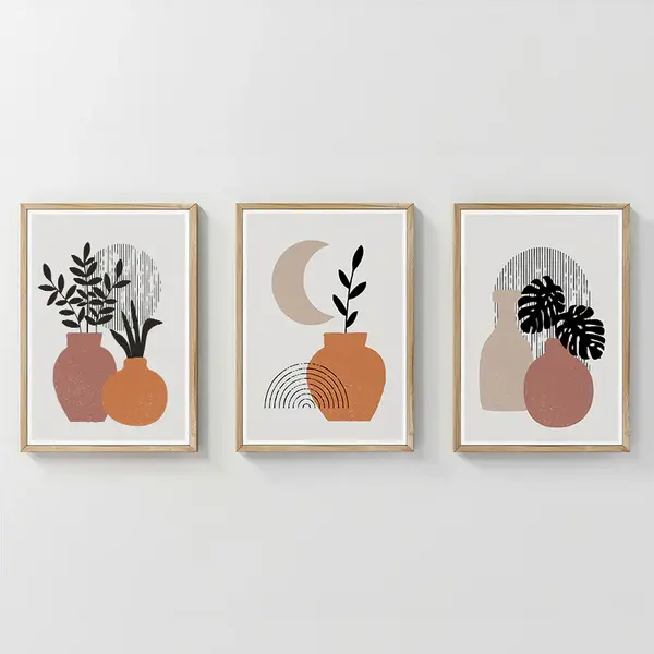Tablou decorativ triptic Erynd, Multicolor, 33x48 cm
