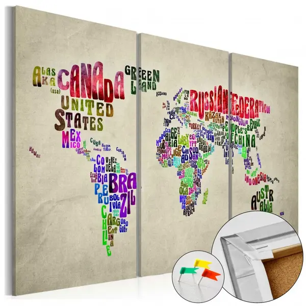Tablou din plută - Colorful Countries [Cork Map] 120x80 cm