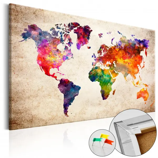 Tablou din plută - Colourful Universe [Cork Map] 90x60 cm